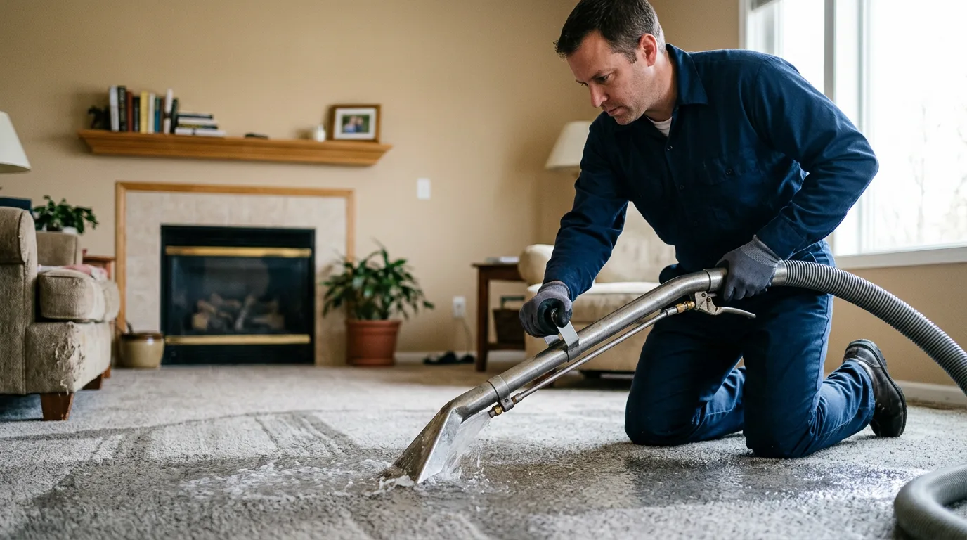 Water damage restoration technician working near Davenport, OK